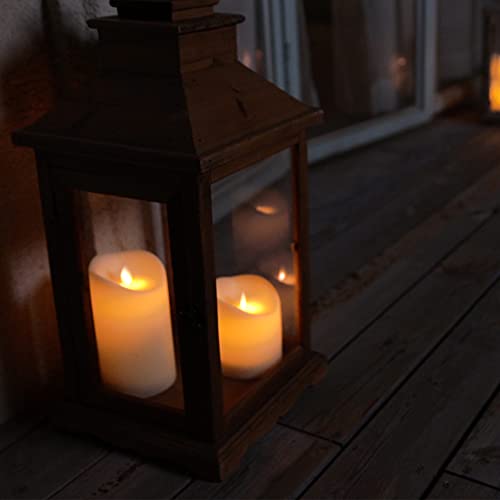 Homemory 6” x 3.25” Outdoor Waterproof Flameless, Flickering Moving Flame LED, Battery Operated Candles with Remote and Timers, Ivory Frosted Pla