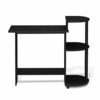Furinno Compact Computer Desk, Study Desk with Shelves, Americano/Black, 99 (W) x 85.3 (H) x 39.4 (D) cm