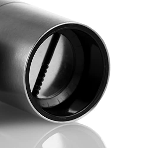 AdHoc PM87 MUSKATINO Nutmeg Grinder | Stainless Steel/Acrylic | Aroma Cap, Compact | (H) 125mm x (D) 38mm | Clear/Silver