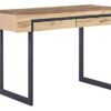 Beliani Home Office Desk 2 Storage Drawers 120 x 55 cm Light Wood with Black Vida