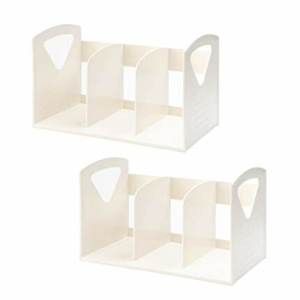 Lunmore Desk Book Shelves Small Desktop Bookshelf Freestanding Bookcase for Home and Office