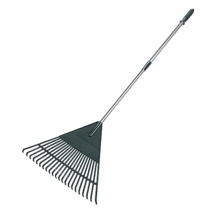 ORIENTOOLS Garden Leaf Rake, Adjustable Lightweight Steel Handle Poly Shrub Rake, Plastic Head, 22 Tines, 106cm to 150cm