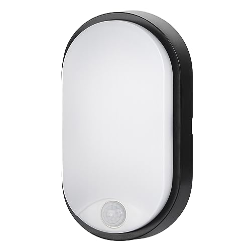 M EGA MEGACUBE 10W LED 4000K IP54 Flush Wall Mounted PIR Sensor Oval Bulkhead Light Fixture for Outdoor,Garden, Shed, Porch, Garage, Workshop, Pa