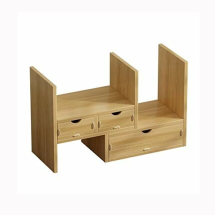 NXYJD Desk Top Bookcase, Adjustable, with 3 Drawers，Extendable Storage Desk Organizer for Home and Office