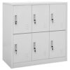 vidaXL 5x Locker Cabinets Home Office School Modern Locker-Style Storage Side Document Cabinet Organiser Cupboard Light Grey Steel