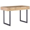 Beliani Home Office Desk 2 Storage Drawers 120 x 55 cm Light Wood with Black Vida
