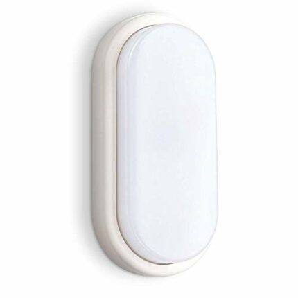 PILLO Outdoor Bulkhead Light – Vandal-Resistant IK10 Oval LED Lights Mains Powered – IP54 Waterproof LED Lighting 200mm – Ideal for Porches, Gard