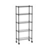 SUOERNUO 5-Shelf Shelving Storage Unit on Wheel Casters Metal Organizer Wire Rack for Home Office Kitchen Bathroom Organization Black(30Lx14Wx62.