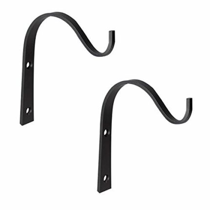 2PCS Small Hanging Basket Brackets Outdoor Wrought Iron Wall Hanging Hooks Wall Hanging Bracket Plant Hooks Hanging Plant Hook Plant Brackets For