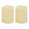 2 PCS 3" x4" Waterproof Outdoor Battery Operated Flameless LED Pillar Candles with Timer Flickering Plastic Resin Electric Decorative Light for L