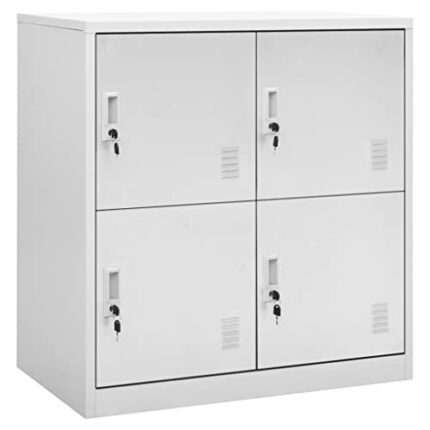 vidaXL 5x Locker Cabinets Home Office School Modern Locker-Style Storage Side Document Cabinet Organiser Cupboard Light Grey Steel
