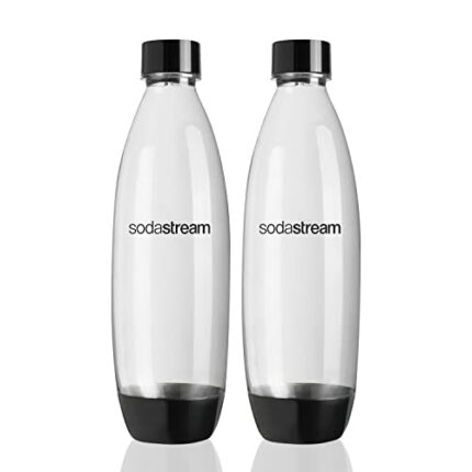 SodaStream Twin Pack Fuse 1 Litre Reusable BPA Free Water Bottles for Sparkling Water Maker, Compatible with Spirit, Spirit One Touch, Power 2 x