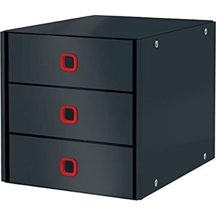 Leitz Click & Store Drawer Cabinet, 3 Drawers for Storing Papers & Documents, A4 Size Cardboard 3 Tier Folding Filing Cabinet, for Home/Office, C