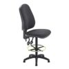 Lab Space - Draughtsman Chair Upholstered in Black Charcoal, or Blue - High Office Chair, Lab Chair, Bench Chair (Charcoal)