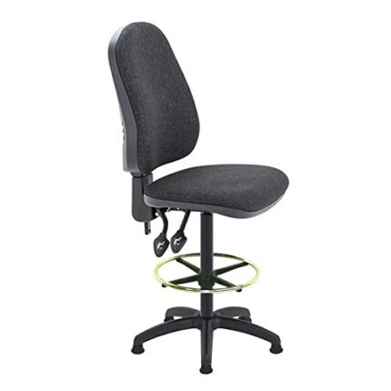 Lab Space - Draughtsman Chair Upholstered in Black Charcoal, or Blue - High Office Chair, Lab Chair, Bench Chair (Charcoal)