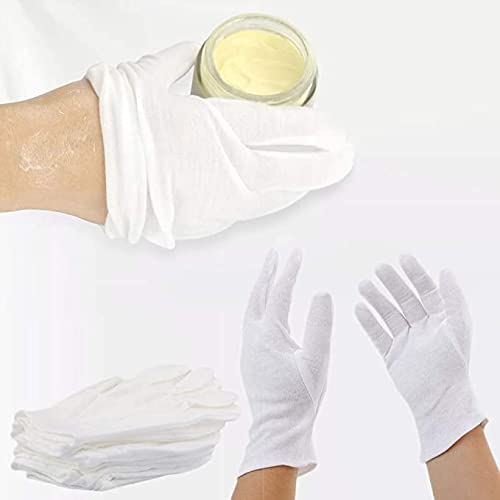 JKG® 2 pairs x Dermatological White 100% Cotton Gloves, Thickened Stretchable Lining Medium Large 1 size fits all Gloves, Guard, Parade, Jeweller