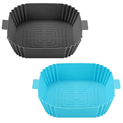 Air Fryer Silicone Pot Square Liners, Reusable Air Fryer Silicone Basket Baking Tray Air Fryer Silicone Grill Pan Baking Microwave Oven Tray High