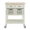LINON HOME DECOR Products Hudson White Kitchen Cart with Locking Wheels