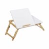 SMLJLQ White Office Computer Desk, Folding Laptop Shelf Table Can Be Raised and Lowered