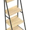 SpringSun 4-Tier Ladder Shelf, Wood Plant Flower Stand Storage Rack Shelf Steel Frame for Office and Home