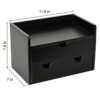 ExoLiry Black Bamboo Desk Organizer Wooden Storage Cabinet 3 Drawers with Shelf Tabletop Organization Box Home Office Workspace Bathroom Toiletri