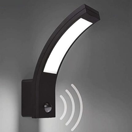 CGC Lighting LED Outdoor Wall Lights Mains Powered, Natural White 4000K, 10W, 900lm, Outside Lighting (Grey PIR)
