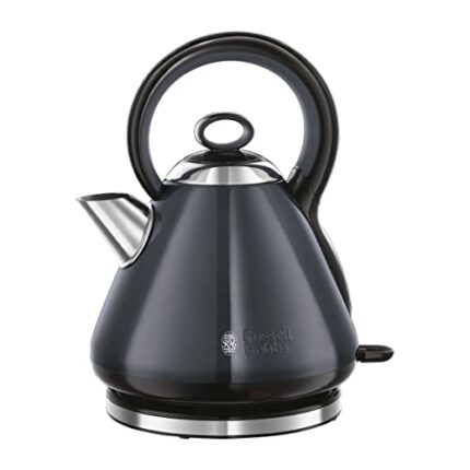 Russell Hobbs 26412 Traditional Electric Kettle - Stainless Steel Fast Boil Kettle, Boils One 235ml Cup in 48 Seconds, 1.7 Litre, 3000 Watts, Gre