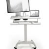 OCOMMO Automatic Height Adjustable 31.5 Inch Mobile Workstation with Keyboard Tray, Sit to Stand Up Tabletop Computer and Monitor Desk for Home O