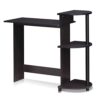 Furinno Compact Computer Desk, Study Desk with Shelves, Americano/Black, 99 (W) x 85.3 (H) x 39.4 (D) cm