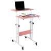 Mind Reader Rolling Reversible Home Office Laptop Workstation with Side Storage, Locking Wheels, Metal, X-Large, White, XL