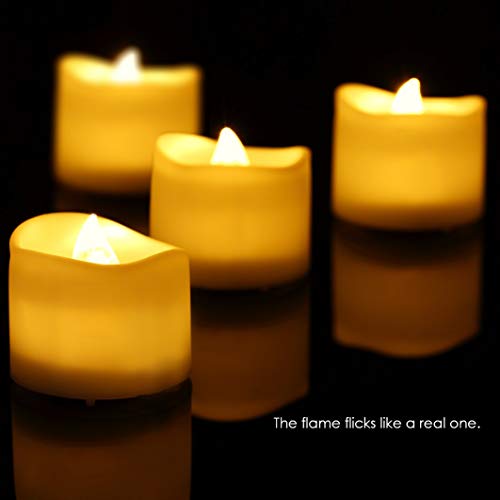 Oria LED Candles Tea Lights, Flickering Flameless Candles, Realistic Battery Operated Fake Candle with Warm White Bulb light for Christmas Decora