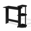 Furinno Compact Computer Desk, Study Desk with Shelves, Americano/Black, 99 (W) x 85.3 (H) x 39.4 (D) cm