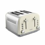 Tower T20042PEB 4 Slice Toaster, Infinity Stone Collection, Stainless Steel Body, 1800 W, Pebble