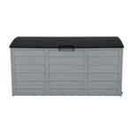 AOOF 75gal 260L Outdoor Garden Plastic Storage Deck Box Chest Tools Cushions Toys Lockable Seat
