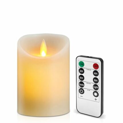 Lerelin Battery Candles, LED Candles Battery Operated with Timer, Pillar Flickering Flameless Candles with Remote Control for Household, Hallowee