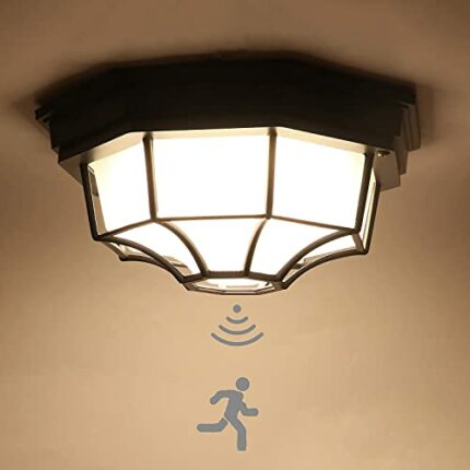 12W LED Rounded Ceiling Light Bulkhead Outdoor Wall Lights with Motion Sensor, Waterproof Lamp Nautical Light Marine Wall lamp Industrial Light F