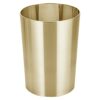 mDesign Metal Wastepaper Bin — Compact Metal Bathroom Bin — Round-Shaped Rubbish Basket for Home and Office — Dark Grey