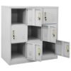 vidaXL 2x Locker Cabinets Home Office School Modern Locker-Style Storage Side Document Cabinet Organiser Cupboard Light Grey Steel