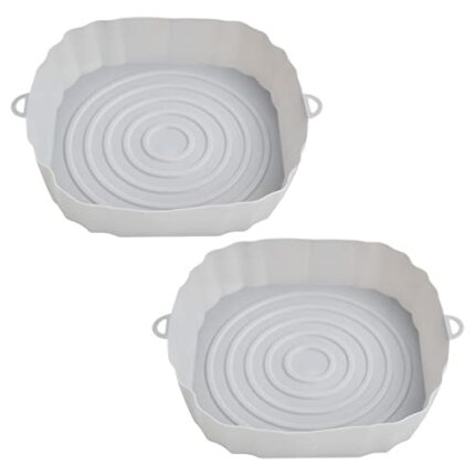 Xzeemo 2pcs Silicone Air Fryer Liners, Air Fryer Silicone Pot, Air Fryer Replacement Basket, Food Grade Silicone Baking Tray, Air Fryer Accessori