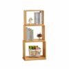 VERAMY 3 Tier Bamboo Bookshelf Rotating Bookshelf Floor Standing Bookcase Storage Rack Large Capacity Bookshelf Utility Organizer Shelves For Liv