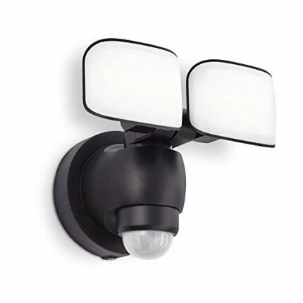 National Lighting Twin LED PIR Floodlight - IP44 Rated Outdoor Security Lights with Motion Sensor - Mains Powered Flood Lights Adjustable Double