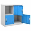 vidaXL 5x Locker Cabinets Home Office School Modern Locker-Style Storage Side Document Cabinet Organiser Cupboard Light Grey and Blue Steel