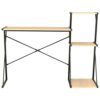 CZDYUF Computer Desk with Shelf, Chipboard & Steel Writing Table, Office Furniture Black and Oak 116x50x93 cm