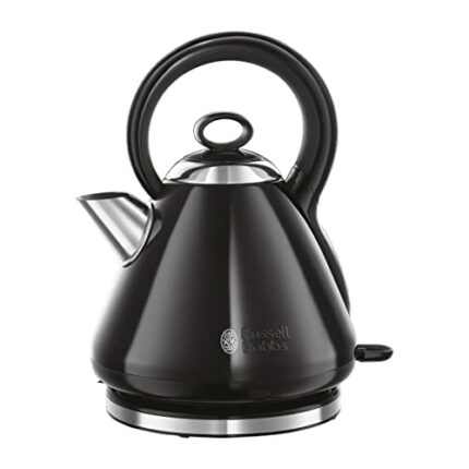 Russell Hobbs 26410 Traditional Electric Kettle - Stainless Steel Fast Boil Kettle, Boils One 235ml Cup in 48 Seconds, 1.7 Litre, 3000 Watts, Bla