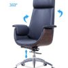 NMDCDH Leather Executive High-Back Home Office Chair, Rolling Swivel Adjustable Task Chair with Bionic Leather Seat for Women Adults, Black