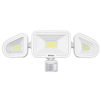 MEIHUA Security Lights with Motion Sensor, 42W 3600LM Led Flood Light with PIR, IP66 Waterproof 6500K Floodlights with 3 Adjustable Heads for Gar