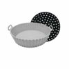Air Fryer Silicon Liner, 8 INCH 2 Pack, Reusable Air Fryer Liners, Silicone Air Fry Liner (Grey Pot & Black Mat)