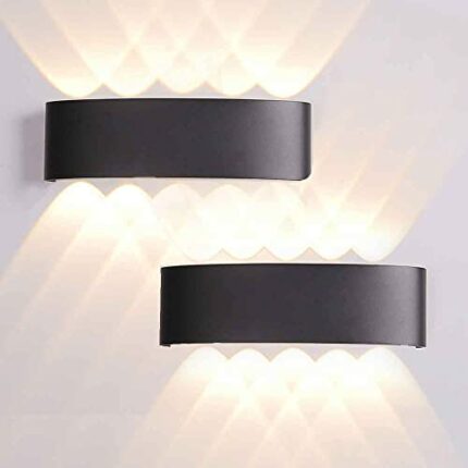 CHENBEN Black Wall Lights 2Pack, 10W 3000K Wall Sconce Up and Down Warm White, IP65 Waterproof Modern LED Wall Lamp for Living Room,Bedroom,Hallw