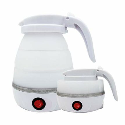 Gobesty Foldable kettle, Portable Foldable Electric Kettle for Travel Food Grade Silicone Electric Water Heater Collapses with Separable Power Co