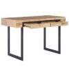 Beliani Home Office Desk 2 Storage Drawers 120 x 55 cm Light Wood with Black Vida